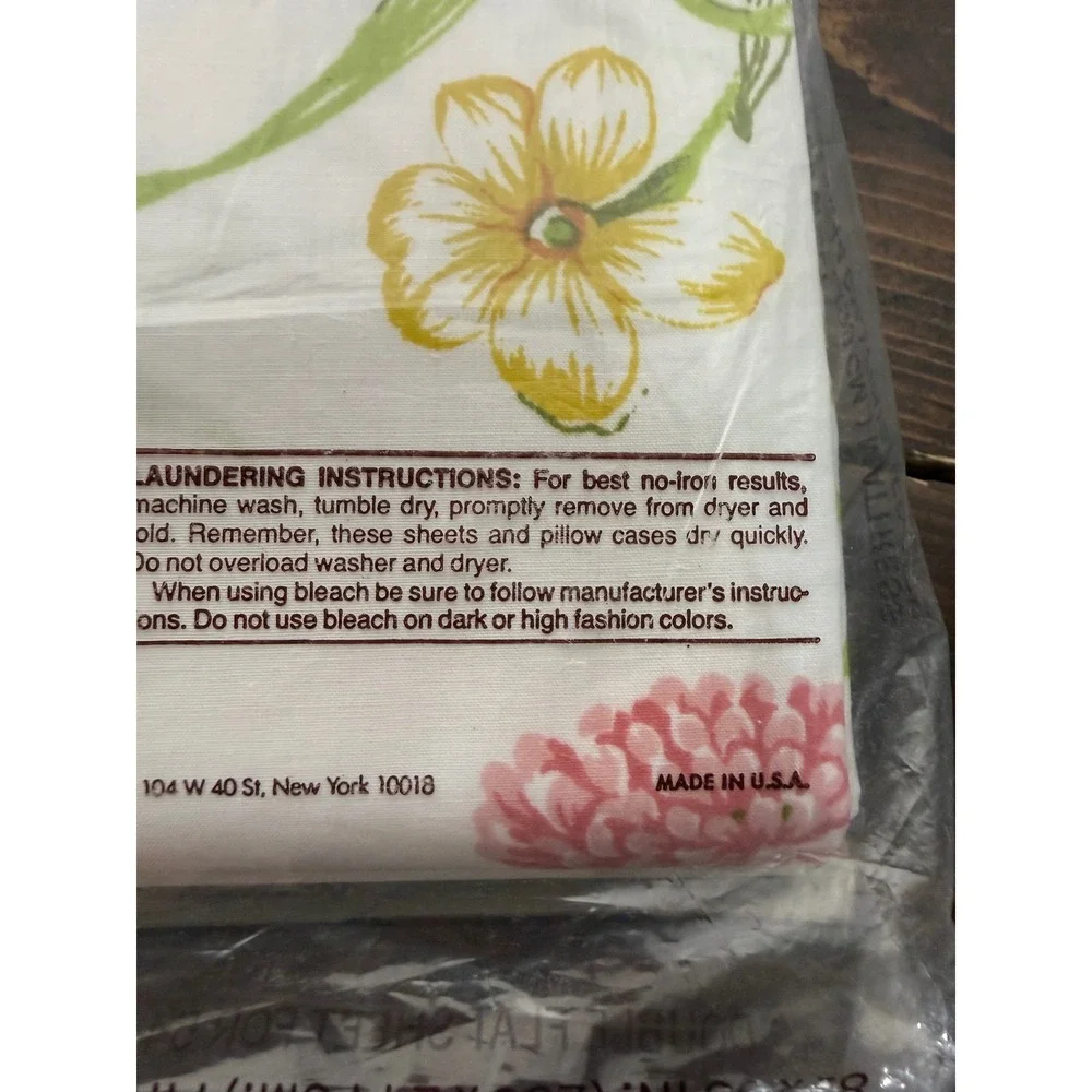 Springmaid Wondercale Vintage Floral Double Flat Sheet No Iron Percale USA Made